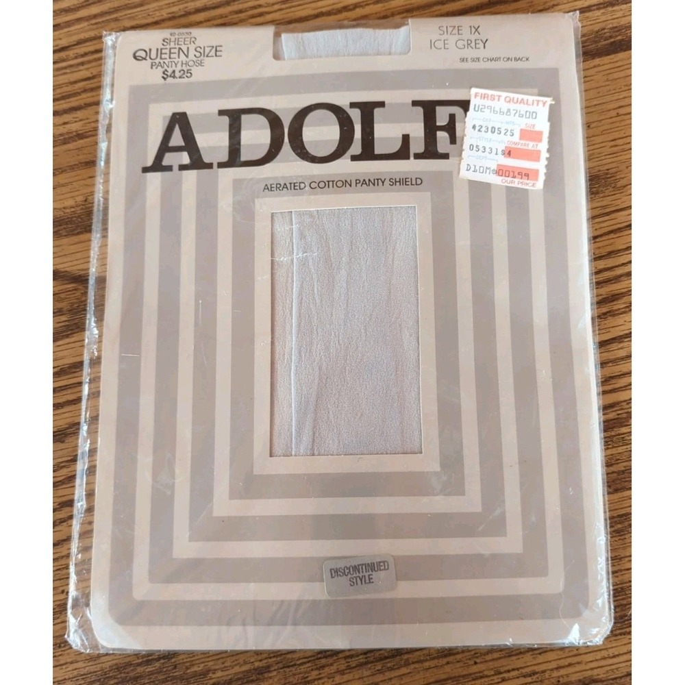 NEW‎ Vintage Adolfo Queen Size 1x Ice Gray Pantyhose Sheer